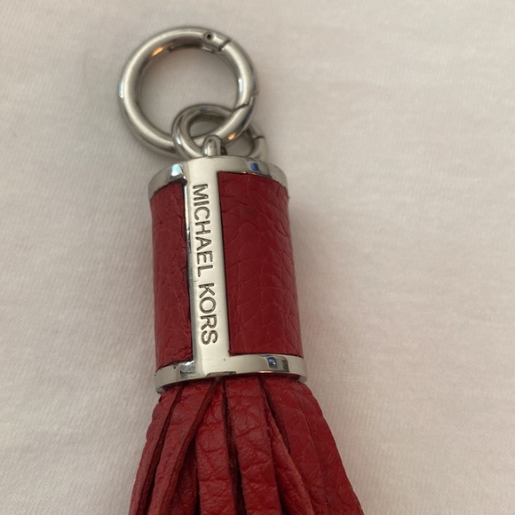 Michael Kors Red Leather Tassel Purse Charm or can be used as a key chain - Picture 2 of 5